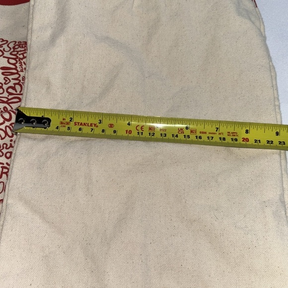 LIVE LOVE BARK Red and Cream Canvas Bull Dog Print Reusable Tote Bag - Picture 7 of 8